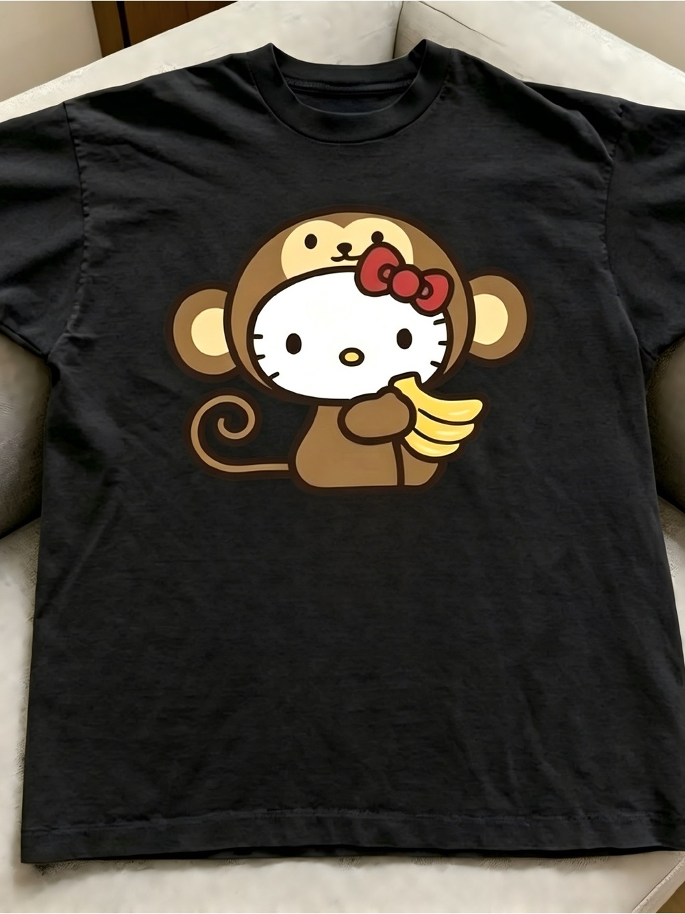 Hello Kitty black Women Men T-shirt Unisex